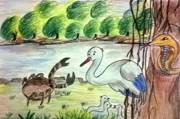 Murkh Bagula Aur Chatur Kekra (मूर्ख बगुला और चतुर केकड़ा)